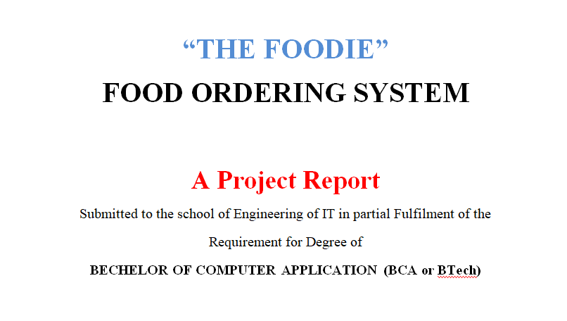 food ordering system project report